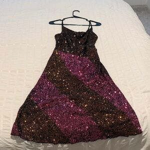 Elegant Sequin Striped Dress